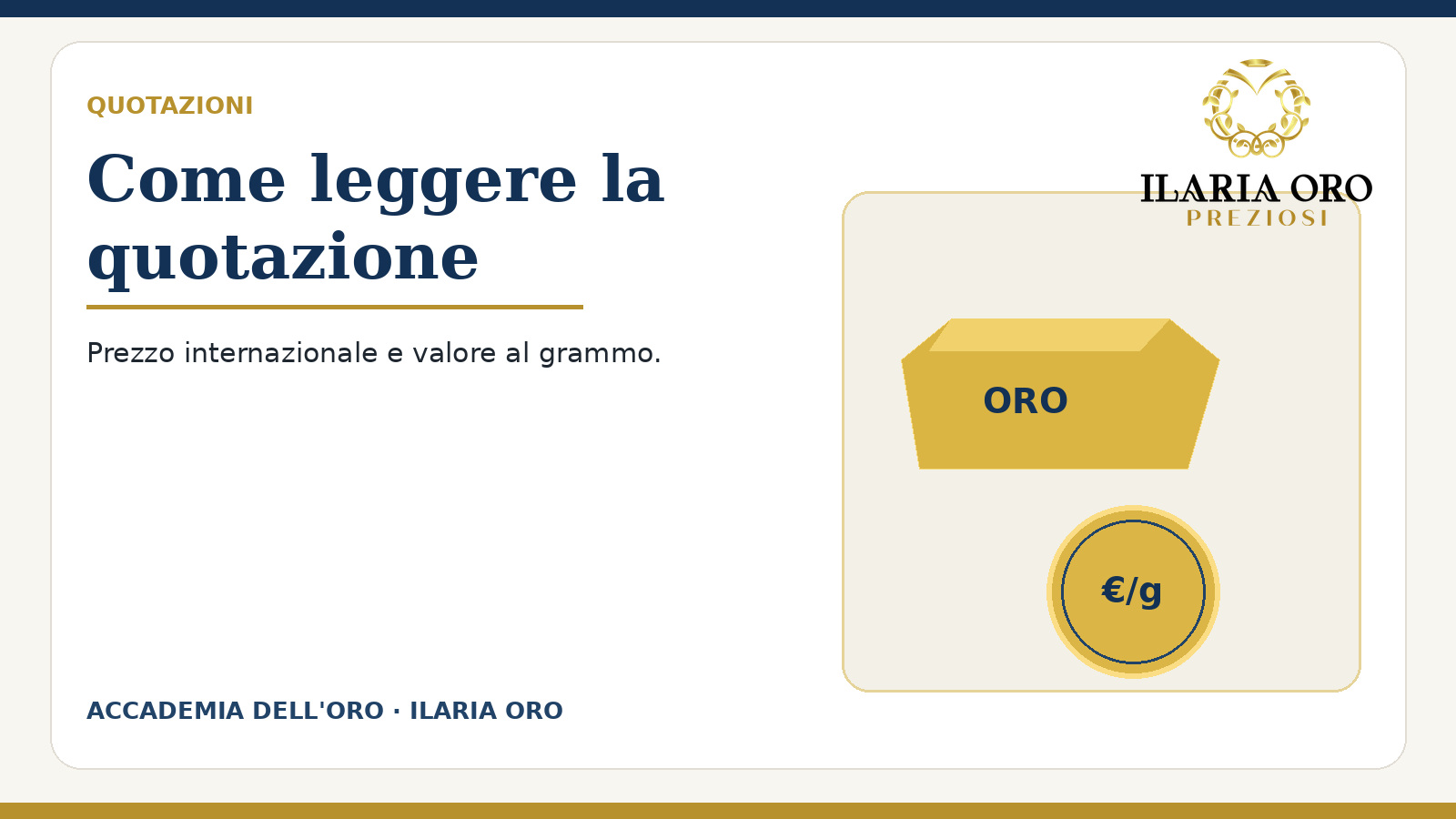 Quotazione dell'oro e andamento del mercato
