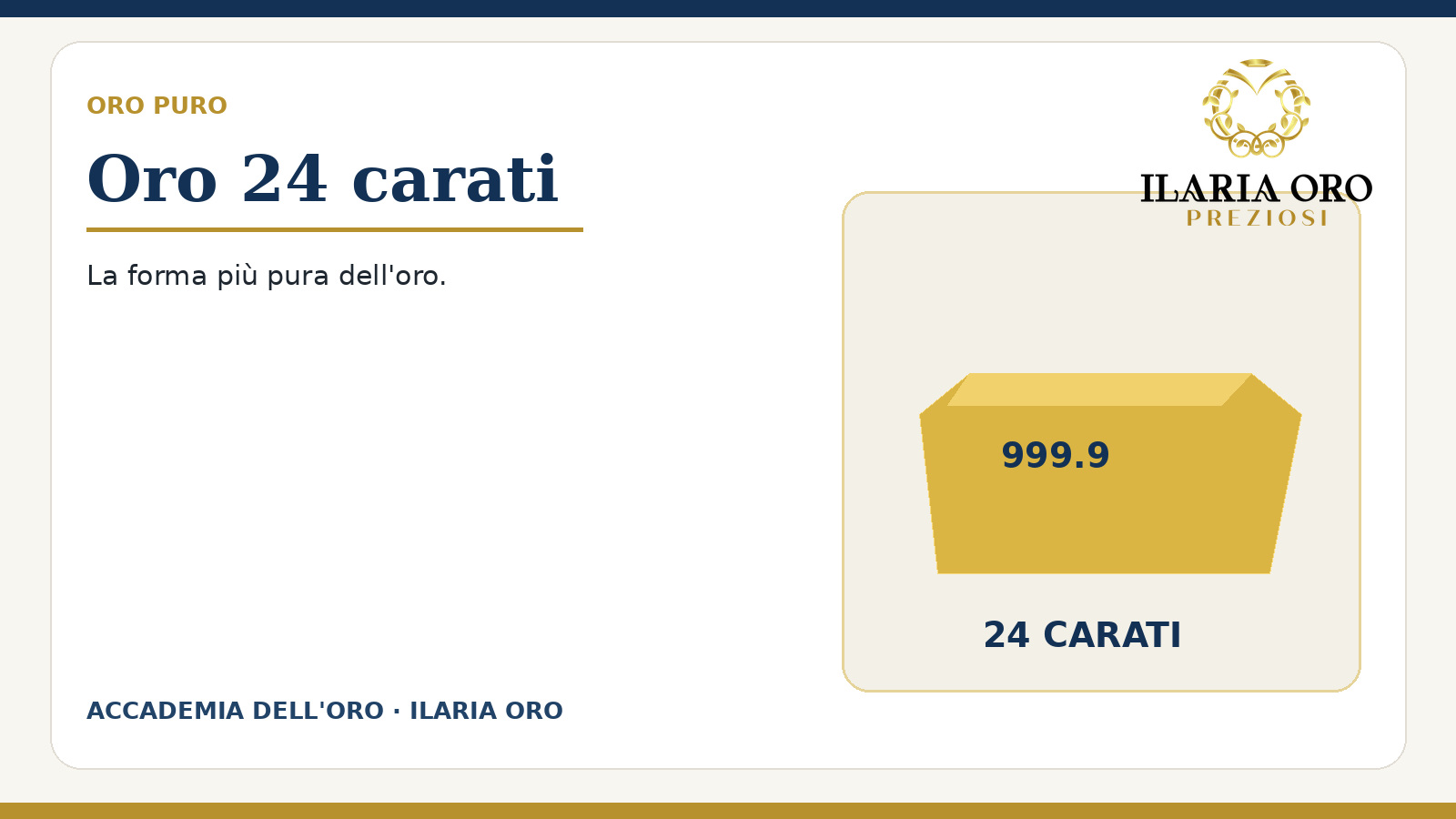 Oro puro 24 carati e titolo 999