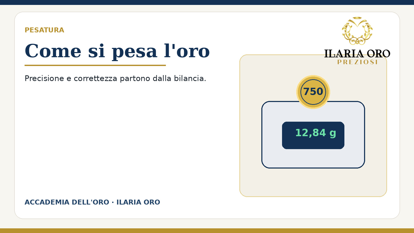 Pesatura dell'oro con bilancia di precisione