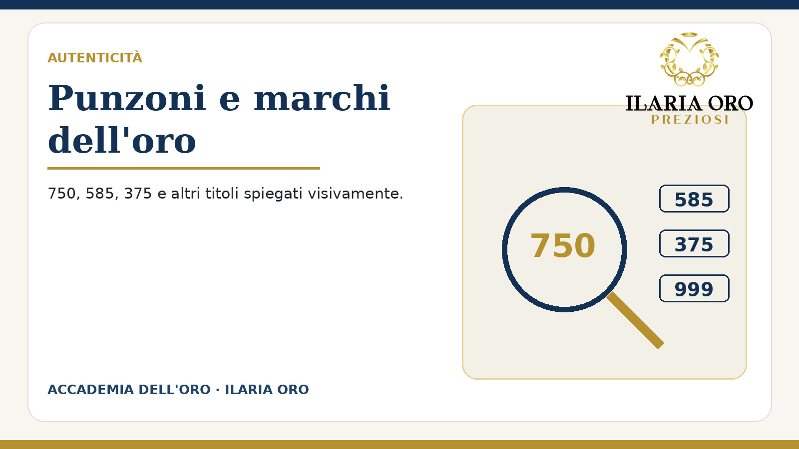 Punzone 750 e marchi di identificazione dell'oro