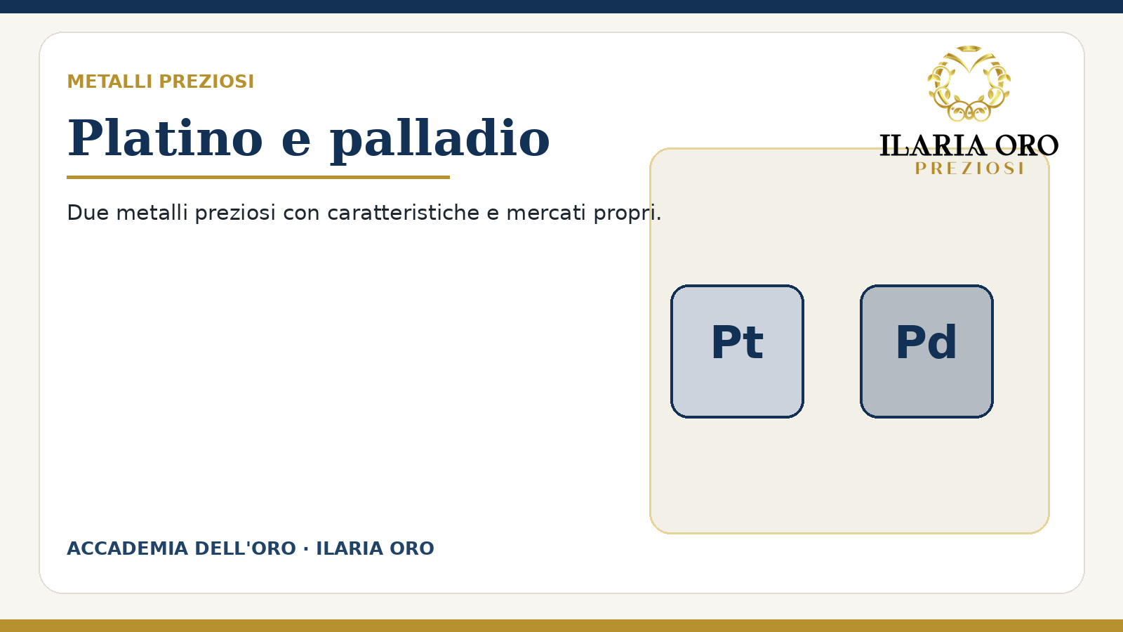 Platino e palladio: metalli preziosi e valutazione
