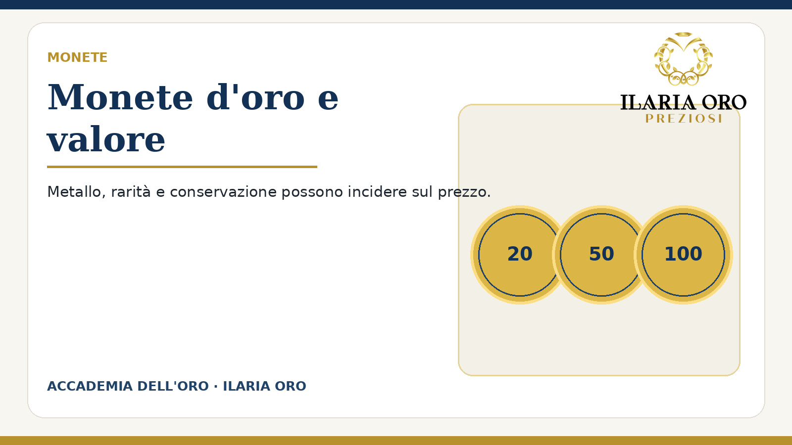 Monete d'oro: valore del metallo e valore numismatico