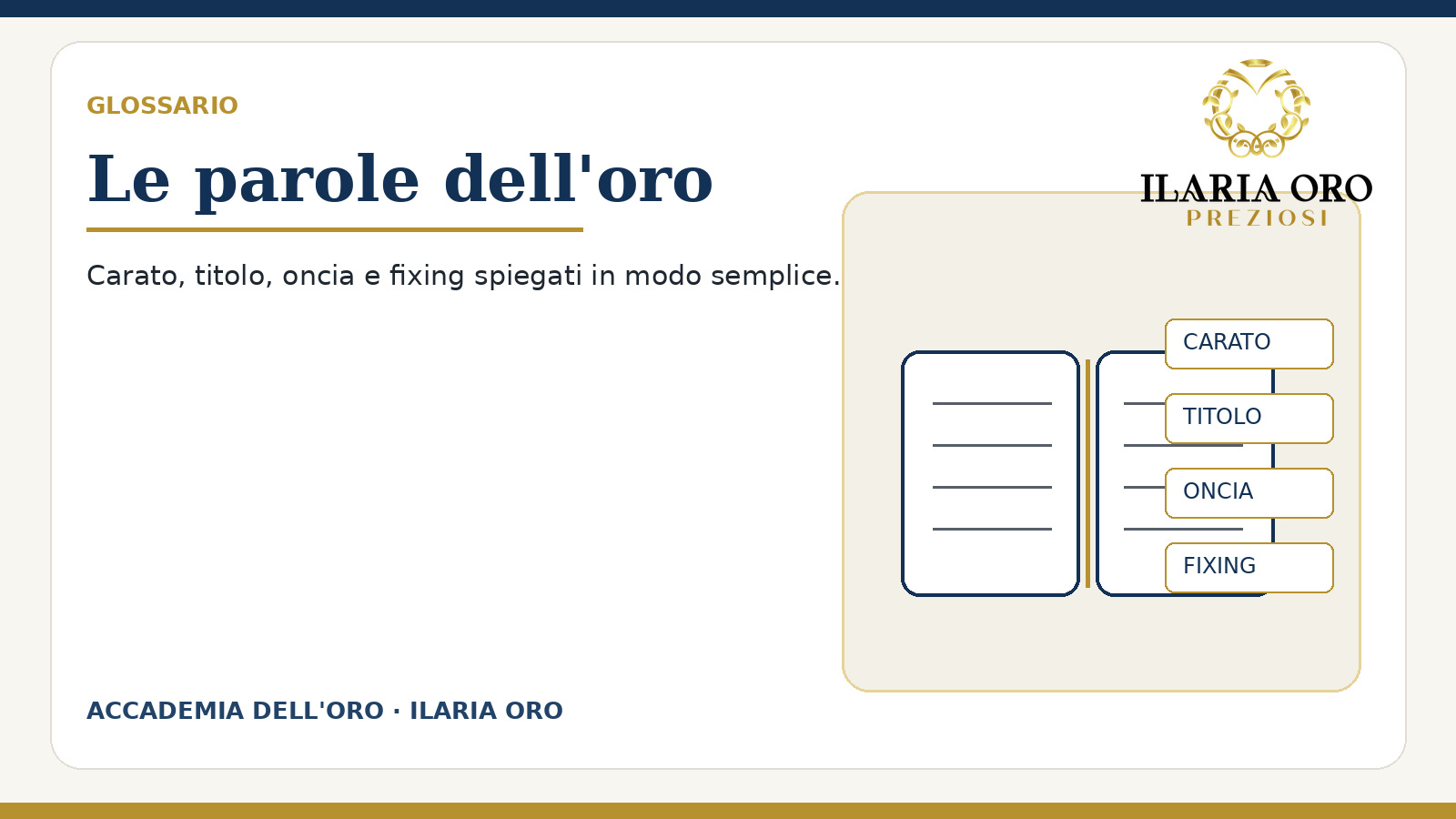 Glossario dei termini dell'oro e dei metalli preziosi